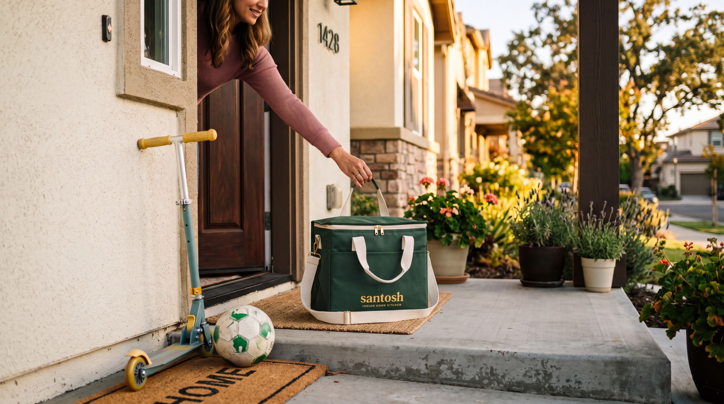 santosh tote on a Tuesday doorstep